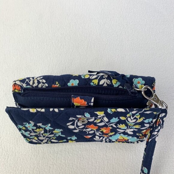 Vera Bradley “Chandelier Floral” Pattern Trifold Wallet Wristlet Blue - Picture 3 of 7